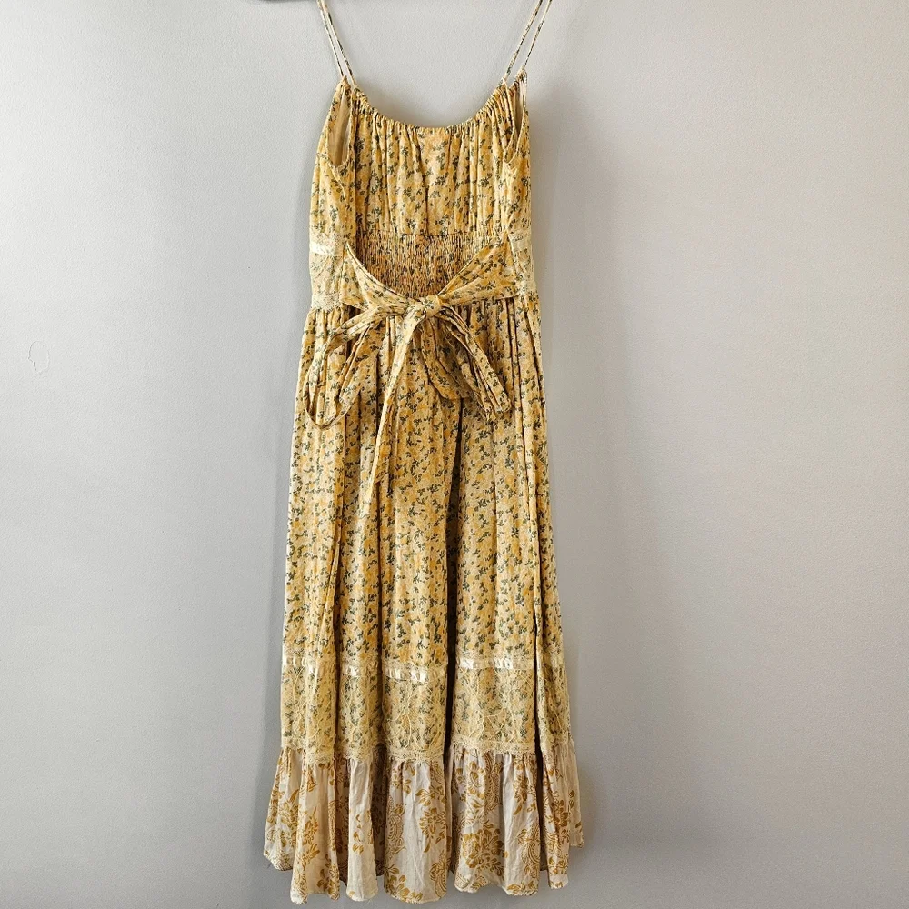Nolita Yellow and White Lace Floral Midi Dress - Picture 2 of 7